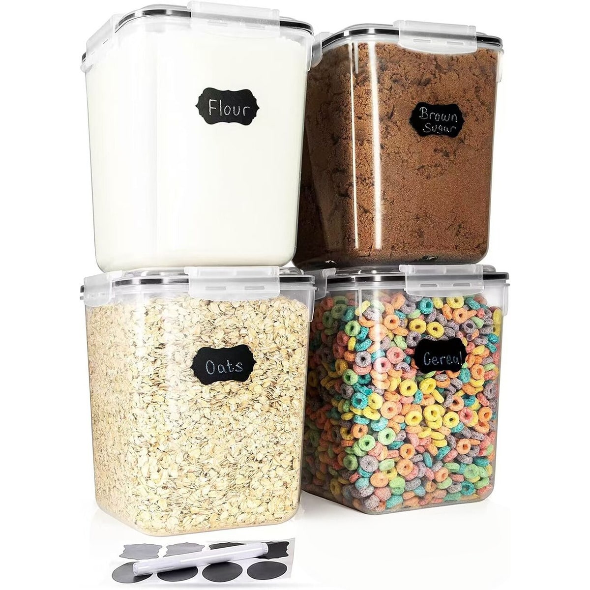Snacks Food Labels - 4PCS Large Food Storage Container, 5200ml/175OZ