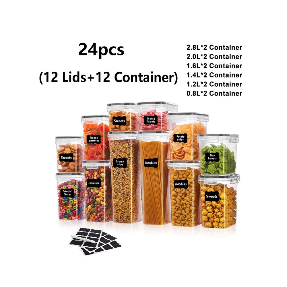 24Pcs Sealed Food Storage Cont - огляд і ціна Snacks Food Labels